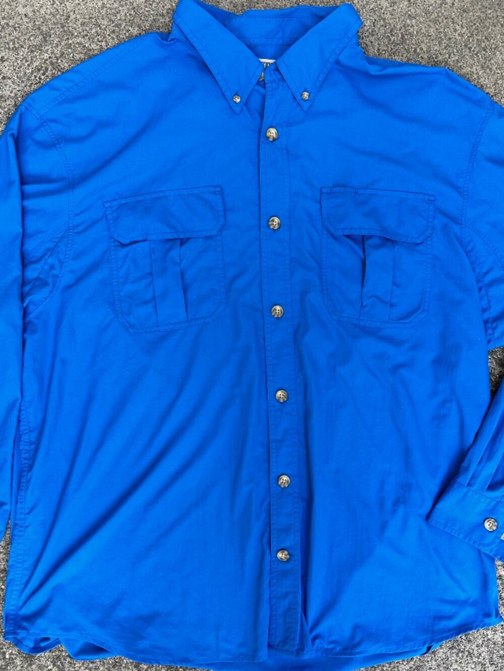 Men's DULUTH Trading Co Blue Nylon Button Down Shirt Sz 2XL Fishing Summer